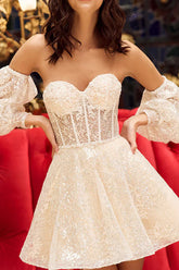 A line Sweetheart Sleeveless Short Homecoming Dresses